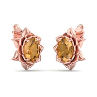 Citrine Earrings: 1 1/2 Carat Citrine Earrings