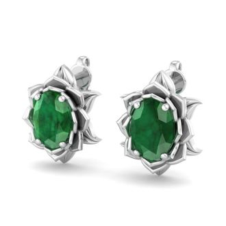 Emerald Earrings: 1 1/2 Carat Emerald Earrings