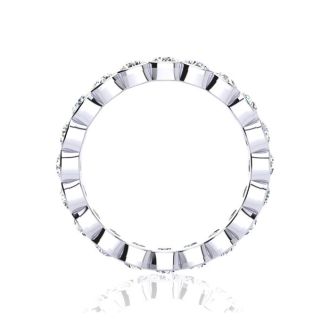 2 1/4 Carat Round Diamond Bezel Set Eternity Ring In 14 Karat White Gold, Ring Size 4.5
