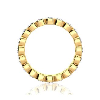 2 1/4 Carat Round Diamond Bezel Set Eternity Ring In 14 Karat Yellow Gold, Ring Size 4.5