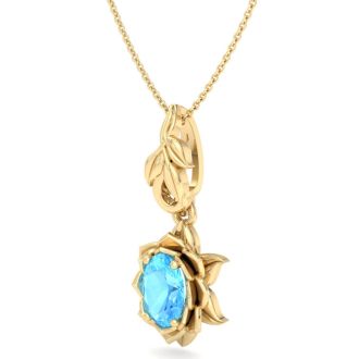 Blue Topaz Necklace: 1 Carat Blue Topaz Necklace