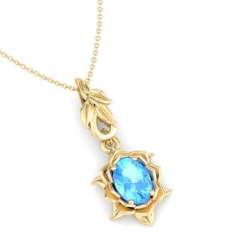 Blue Topaz Necklace: 1 Carat Blue Topaz Necklace