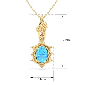 Blue Topaz Necklace: 1 Carat Blue Topaz Necklace