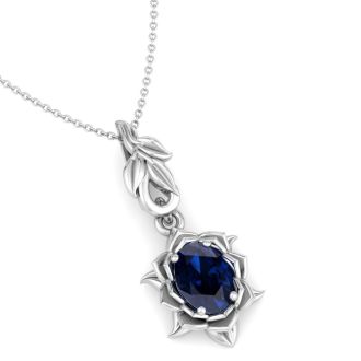 Sapphire Necklace: 1 Carat Sapphire Necklace