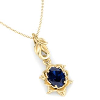 Sapphire Necklace: 1 Carat Sapphire Necklace