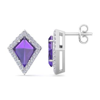 Amethyst Earrings: 2 1/5 Carat Amethyst and Diamond Earrings