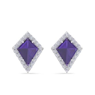 Amethyst Earrings: 2 1/5 Carat Amethyst and Diamond Earrings