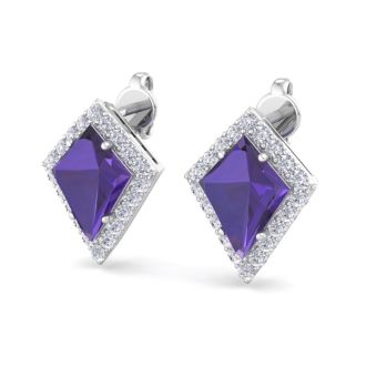 Amethyst Earrings: 2 1/5 Carat Amethyst and Diamond Earrings