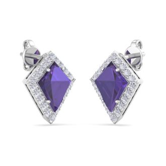 Amethyst Earrings: 2 1/5 Carat Amethyst and Diamond Earrings