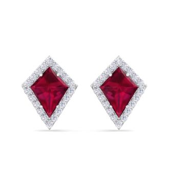 Ruby Earrings: 2 1/5 Carat Ruby and Diamond Earrings