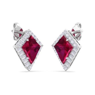 Ruby Earrings: 2 1/5 Carat Ruby and Diamond Earrings