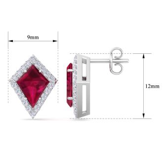Ruby Earrings: 2 1/5 Carat Ruby and Diamond Earrings