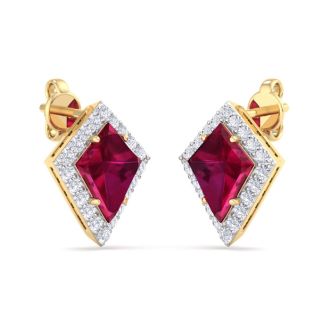 Ruby Earrings: 2 1/5 Carat Ruby and Diamond Earrings