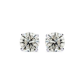 3 Carat Diamond Stud Earrings With Fiery Diamonds In Solid 14 Karat White Gold