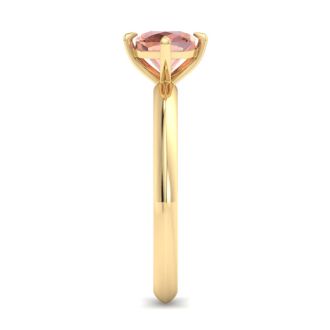 1 Carat Cushion Shape Morganite Ring In 14K Yellow Gold