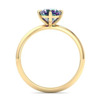 1 Carat Cushion Shape Mystic Topaz Ring In 14 Karat Yellow Gold
