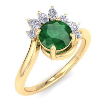 Emerald Ring: 1 1/4 Carat Emerald and Diamond Ring