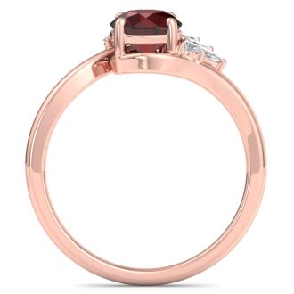 Garnet Ring: 2 Carat Garnet and Diamond Ring
