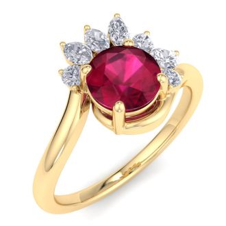 Ruby Ring: 1 1/4 Carat Ruby and Diamond Ring