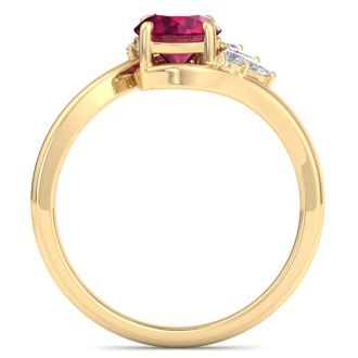 Ruby Ring: 1 1/4 Carat Ruby and Diamond Ring