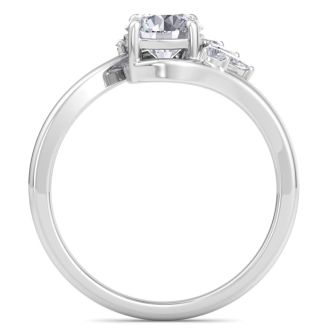1 1/4 Carat Diamond Engagement Ring With Marquise Halo Crown In 14K White Gold