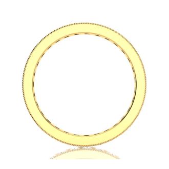 1 Carat Round Diamond Milgrain Eternity Ring In 14 Karat Yellow Gold, Ring Size 4.5