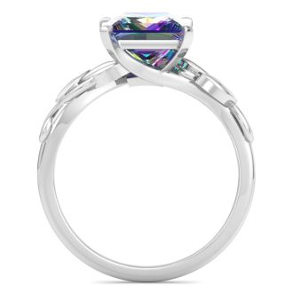 1-1/2 Carat Princess Shape Mystic Topaz Ring In 14 Karat White Gold