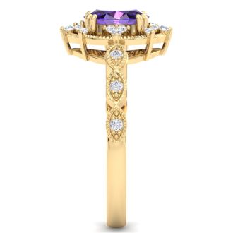 Amethyst Ring: 1 Carat Amethyst and Diamond Ring