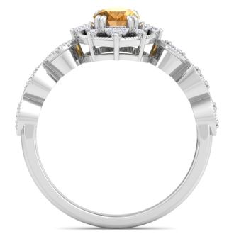 Citrine Ring: 1 Carat Citrine and Diamond Ring