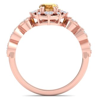 Citrine Ring: 1 Carat Citrine and Diamond Ring