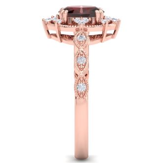 Garnet Ring: 2 Carat Garnet and Diamond Ring