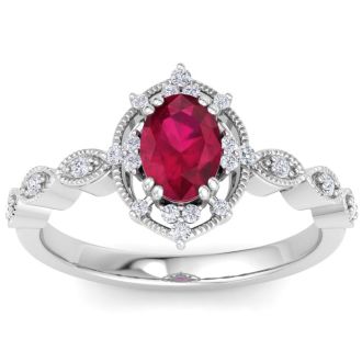 Ruby Ring: 2 Carat Ruby and Diamond Ring
