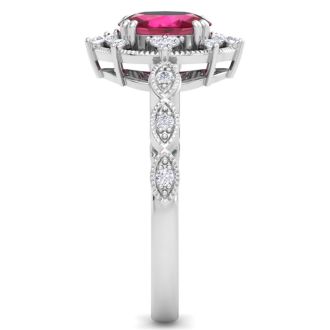 Ruby Ring: 2 Carat Ruby and Diamond Ring