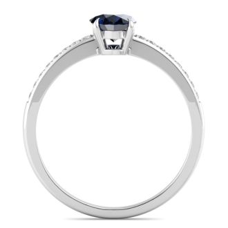 Sapphire Ring: 1 Carat Oval Shape Sapphire and Diamond Ring