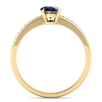 Sapphire Ring: 1 Carat Oval Shape Sapphire and Diamond Ring