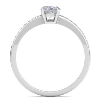 1 Carat Oval Shape Diamond Engagement Ring In 14K White Gold