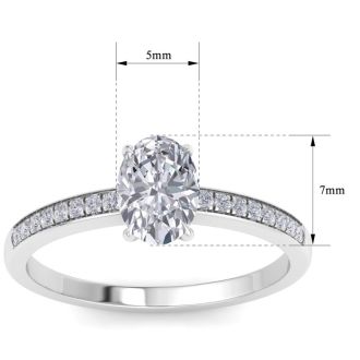 1 Carat Oval Shape Diamond Engagement Ring In 14K White Gold