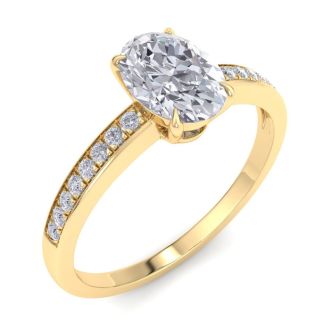 1 Carat Oval Shape Diamond Engagement Ring In 14K Yellow Gold