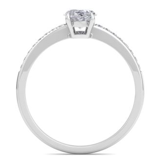 1 Carat Oval Shape Moissanite Engagement Ring In 14K White Gold