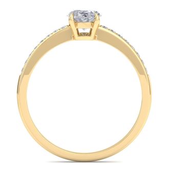 1 Carat Oval Shape Lab Grown Diamond Engagement Ring In 14K Yellow Gold