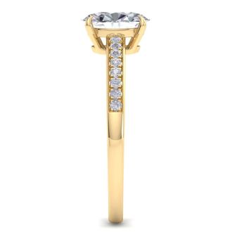 1 Carat Oval Shape Lab Grown Diamond Engagement Ring In 14K Yellow Gold