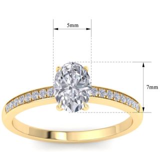 1 Carat Oval Shape Lab Grown Diamond Engagement Ring In 14K Yellow Gold