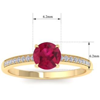 Ruby Ring: 1 1/4 Carat Ruby and Diamond Ring