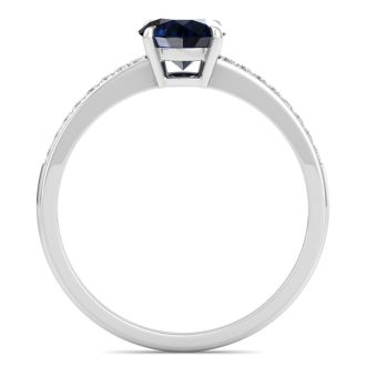 Sapphire Ring: 1 1/4 Carat Sapphire and Diamond Ring