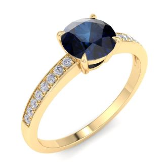 Sapphire Ring: 1 1/4 Carat Sapphire and Diamond Ring