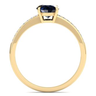 Sapphire Ring: 1 1/4 Carat Sapphire and Diamond Ring