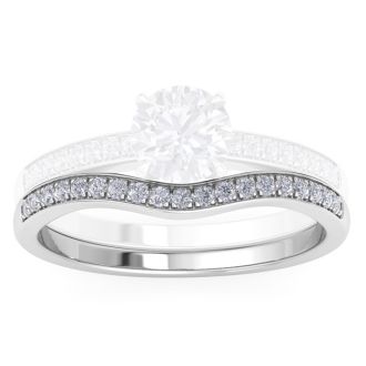 1/5 Carat Moissanite Band 14K White Gold