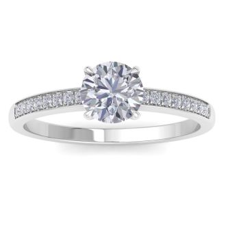 1 1/4 Carat Moissanite Engagement Ring In 14K White Gold