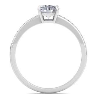 1 1/4 Carat Moissanite Engagement Ring In 14K White Gold