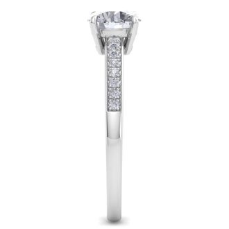 1 1/4 Carat Moissanite Engagement Ring In 14K White Gold